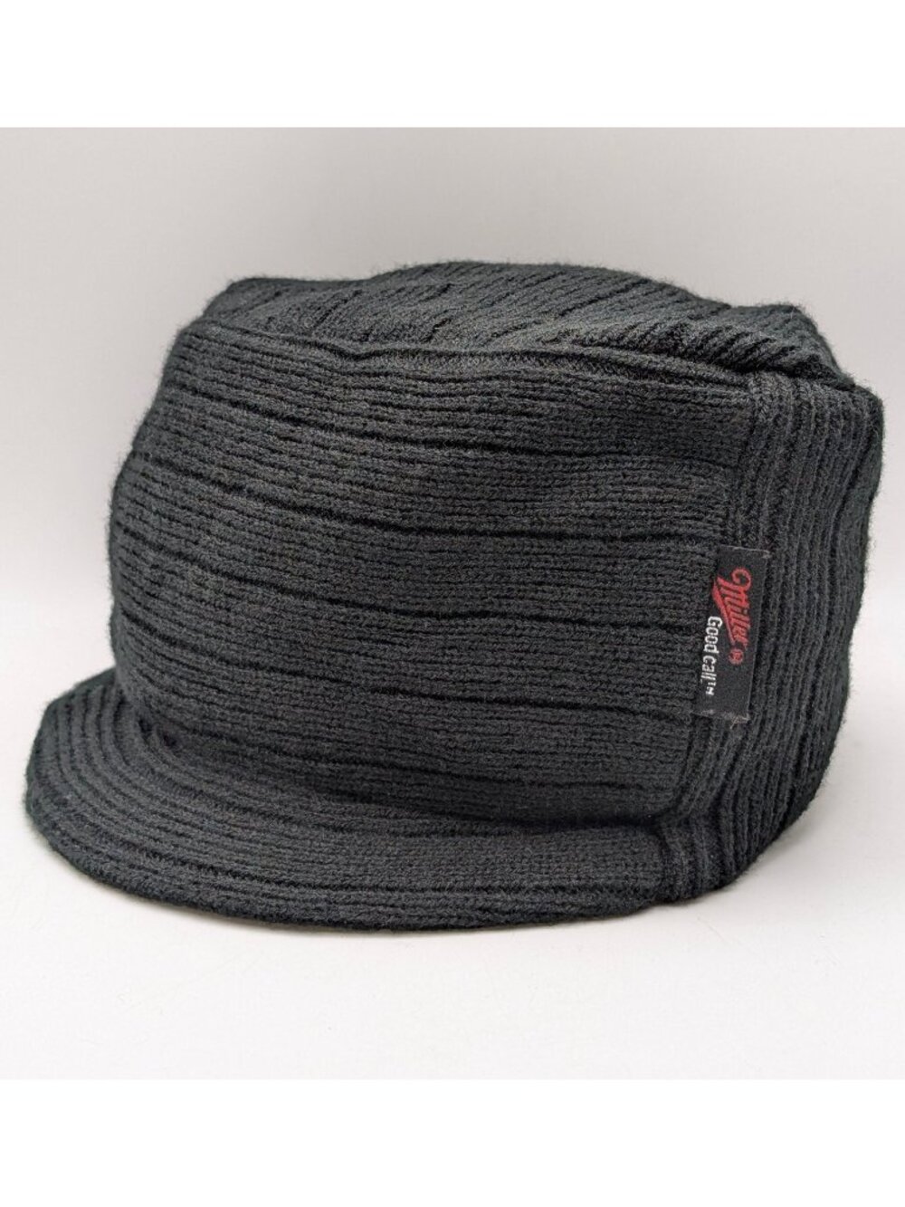 Miller Go Time Vintage 90s Y2K Knit Beanie Hat Brim Billed Skater Cadet Black